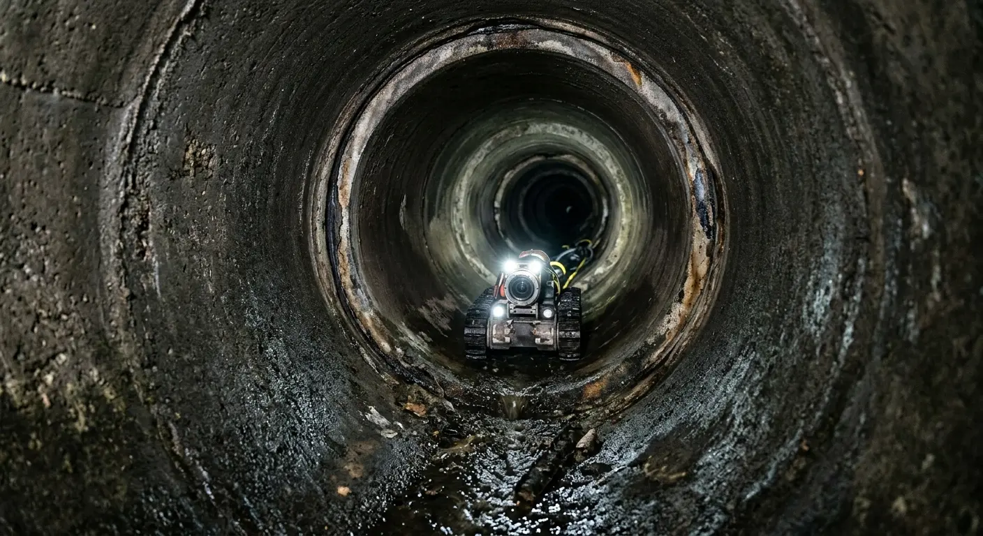 Robotic sewer camera inspecting pipe interior for Drain Snake Service in Chula Vista